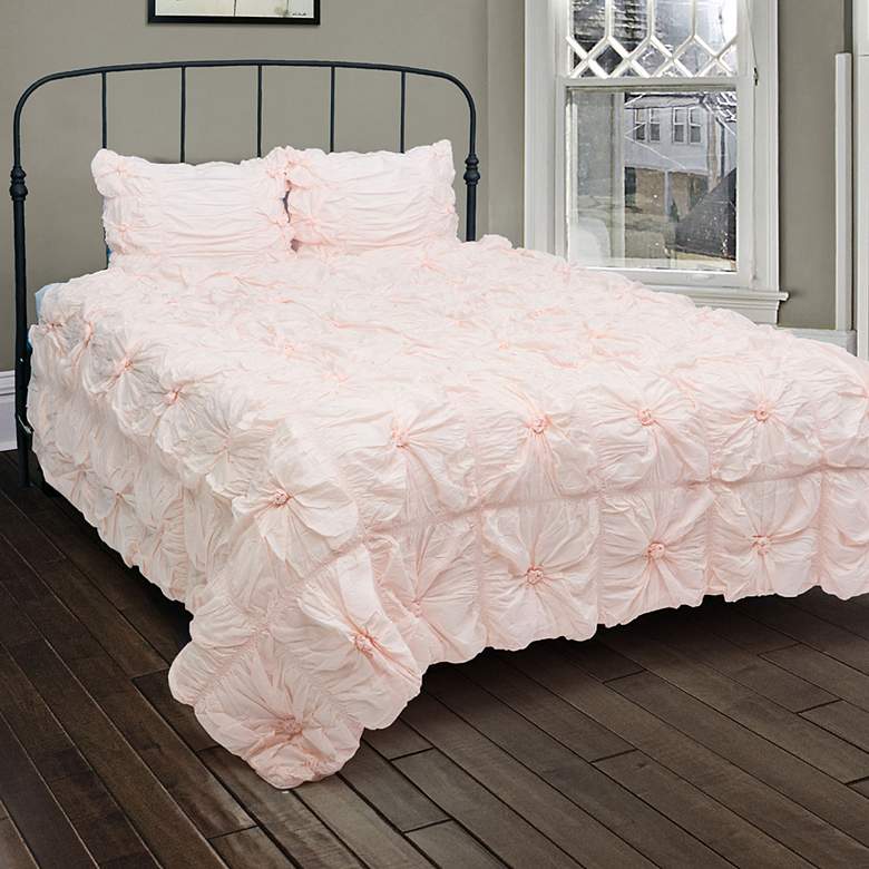 Image 1 Plush Dreams Pink Ruched 3-Piece Queen Comforter Set