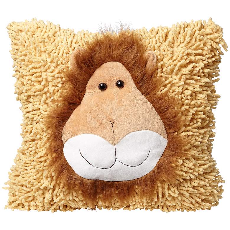 Image 1 Plush Furry Mane Lion Brown Accent Pillow