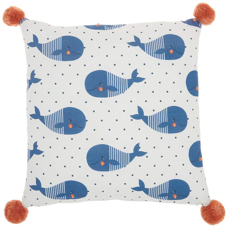 Image 2 Plush Lines Multi-Color Whales 16 inch Square Throw Pillow