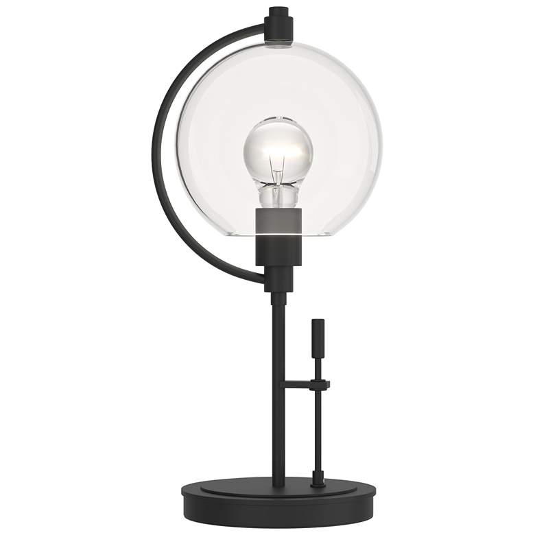 Image 1 Pluto 19.3 inch High Black Table Lamp With Clear Glass Shade