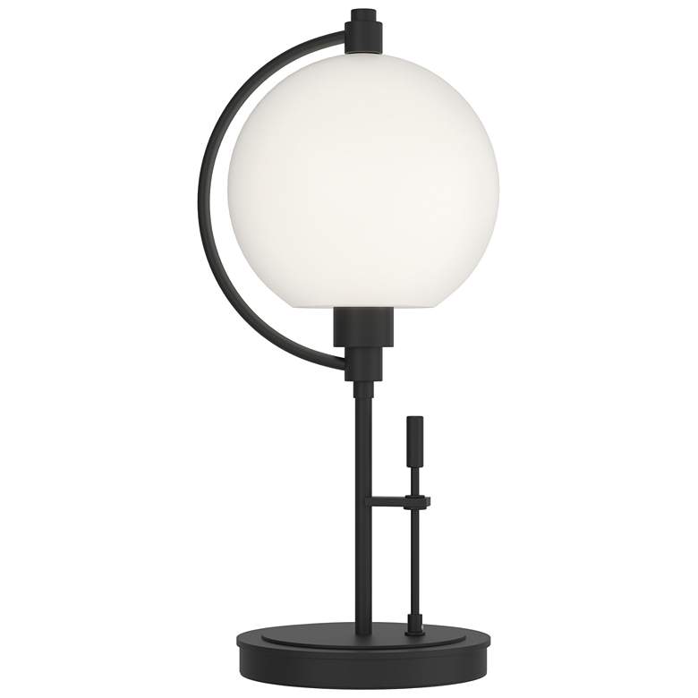 Image 1 Pluto 19.3 inch High Black Table Lamp With Opal Glass Shade