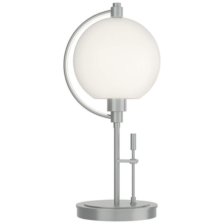 Image 1 Pluto 19.3 inch High Vintage Platinum Table Lamp With Opal Glass Shade
