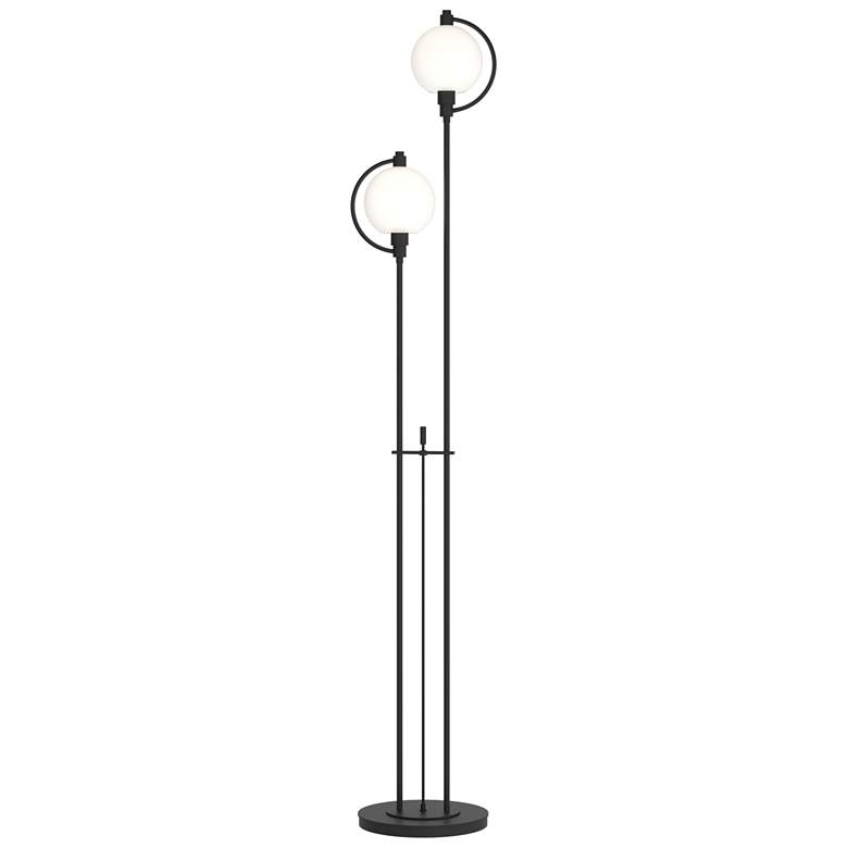 Image 1 Pluto 68.1 inch High Black Floor Lamp With Opal Glass Shade