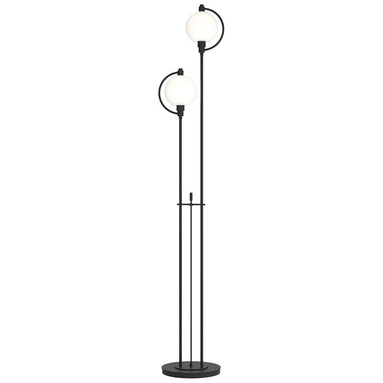 Image 1 Pluto 68.1" High Black Floor Lamp With Opal Glass Shade