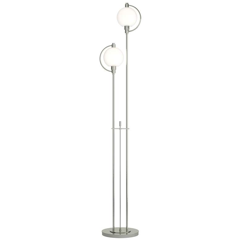 Image 1 Pluto 68.1" High Sterling Floor Lamp With Opal Glass Shade