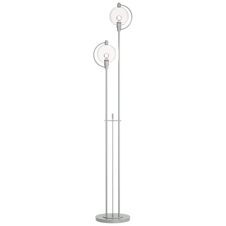 Image 1 Pluto 68.1 inch High Vintage Platinum Floor Lamp With Clear Glass Shade