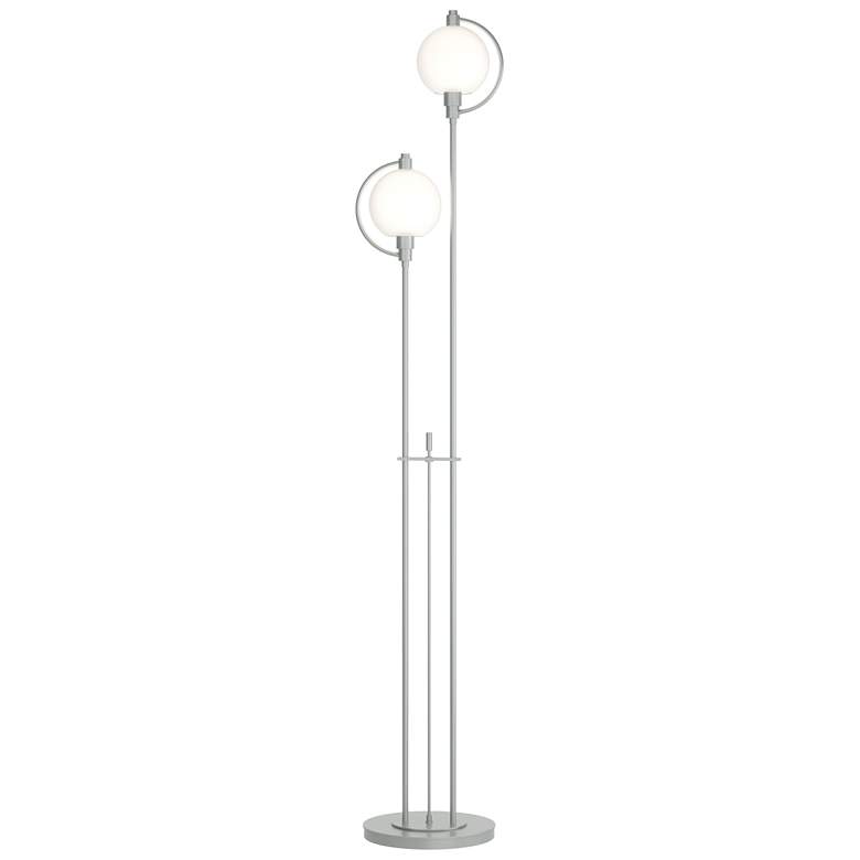 Image 1 Pluto 68.1 inch High Vintage Platinum Floor Lamp With Opal Glass Shade