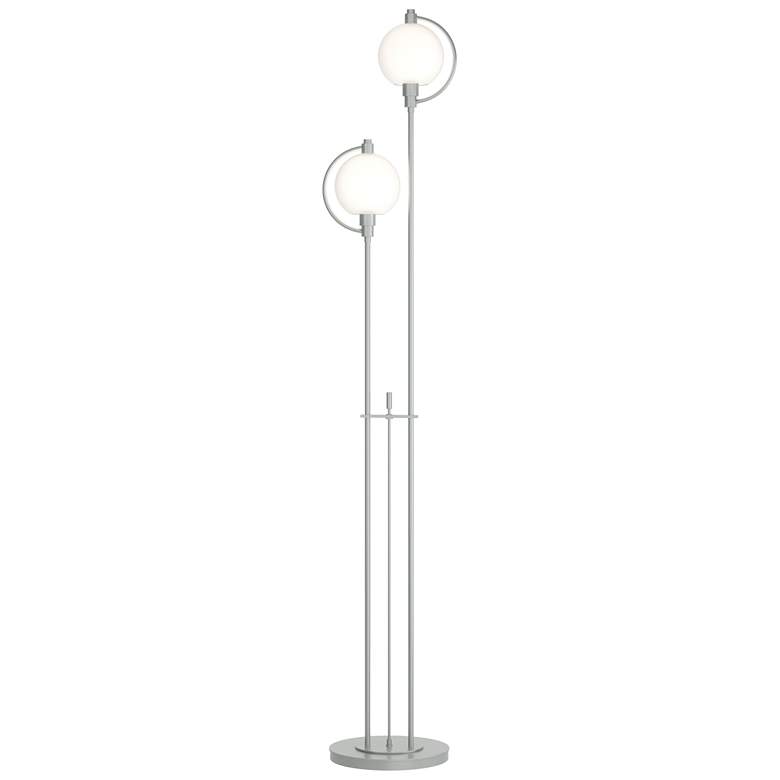 Image 1 Pluto 68.1" High Vintage Platinum Floor Lamp With Opal Glass Shade