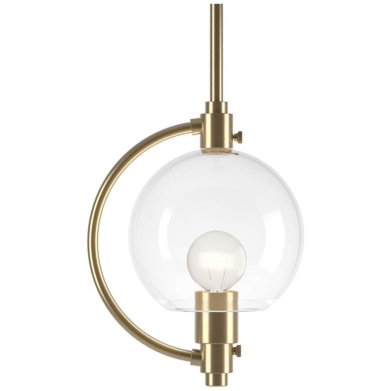 Image 1 Pluto 7.4 inch Wide Modern Brass Mini-Pendant With Clear Glass Shade