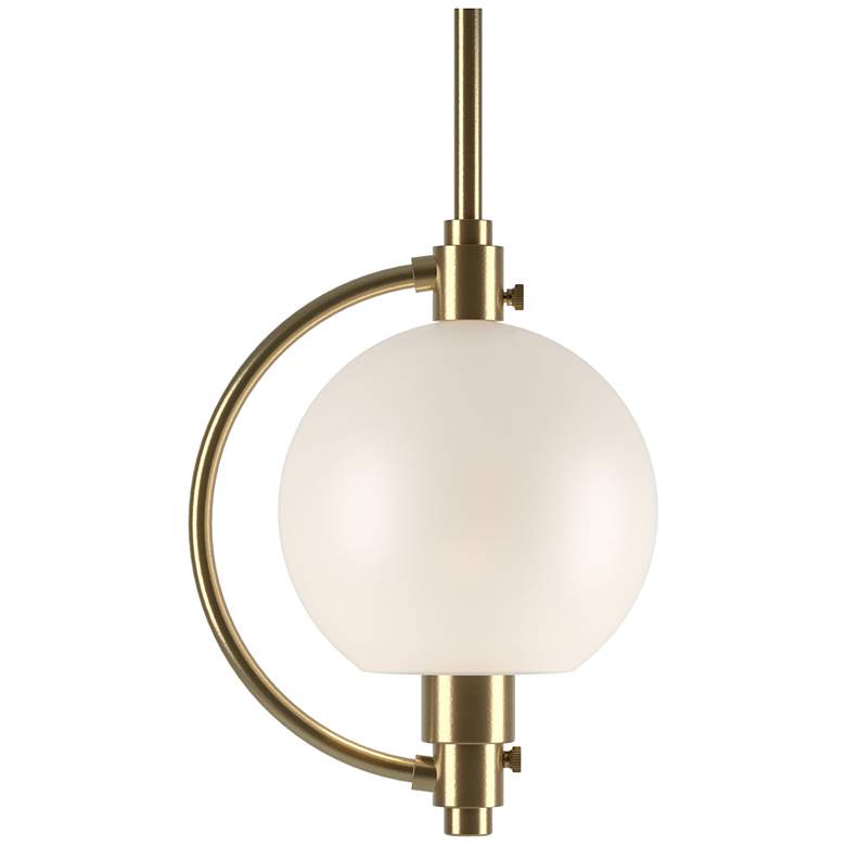 Image 1 Pluto 7.4 inch Wide Modern Brass Mini-Pendant With Opal Glass Shade