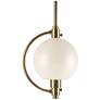 Pluto 7.4" Wide Modern Brass Mini-Pendant With Opal Glass Shade