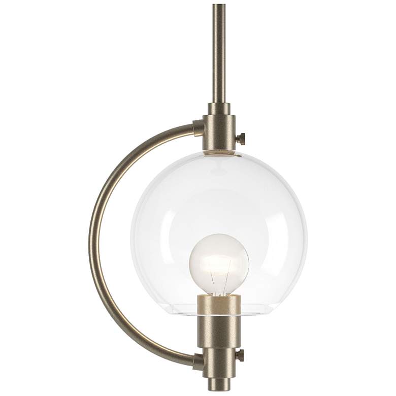 Image 1 Pluto 7.4 inch Wide Soft Gold Mini-Pendant With Clear Glass Shade