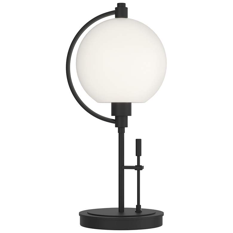 Image 1 Pluto Black Accent Table Lamp with Opal Glass Shade