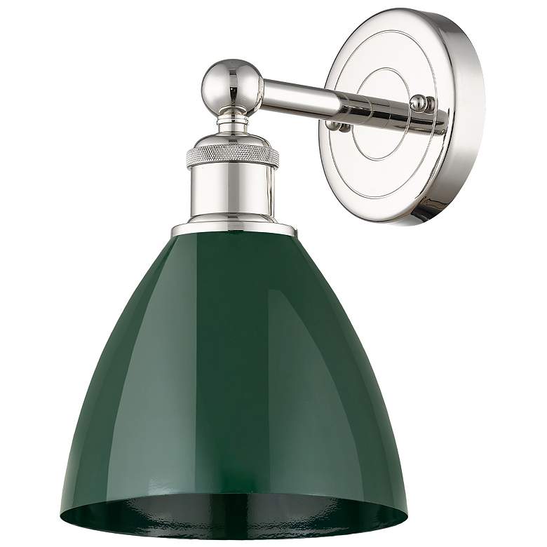 Image 1 Plymouth 11 3/4" High Polished Nickel and Green Wall Sconce