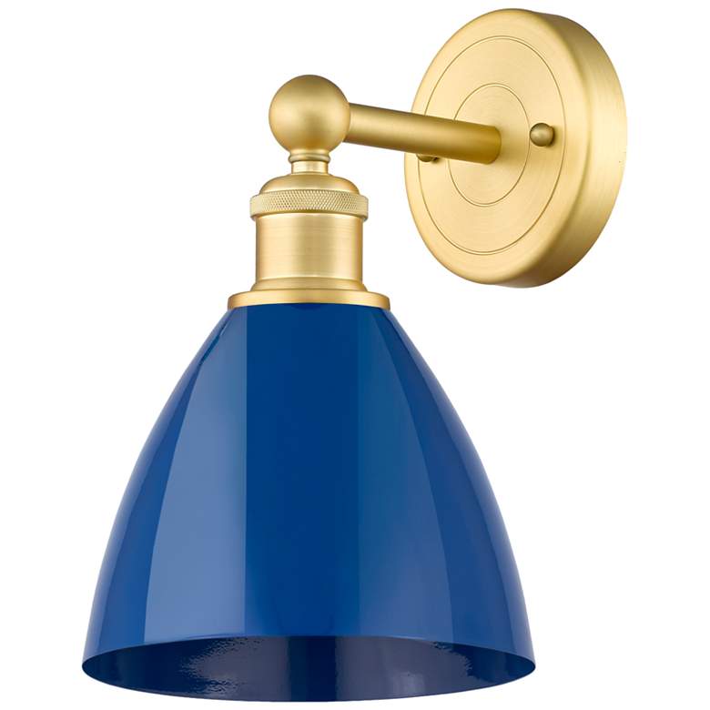 Image 1 Plymouth 11 3/4" High Satin Gold and Blue Wall Sconce
