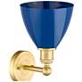 2_Plymouth 11 3/4" High Satin Gold and Blue Wall Sconce more views