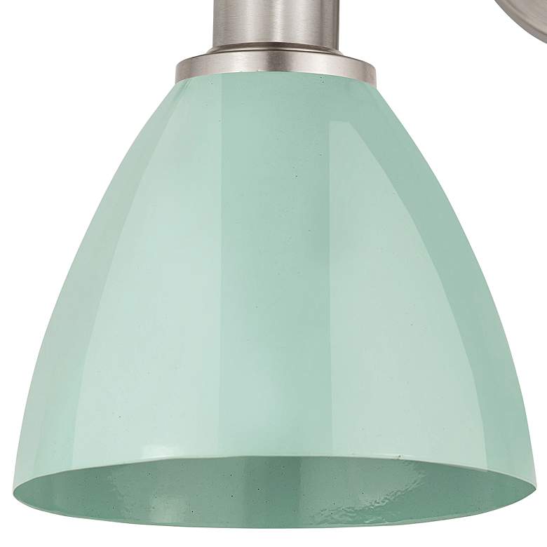 Image 2 Plymouth 11 3/4"H Satin Nickel and Seafoam 2-Light Sconce more views