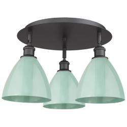 Plymouth 19 1/4" Wide Matte Black 3-Light Ceiling Light