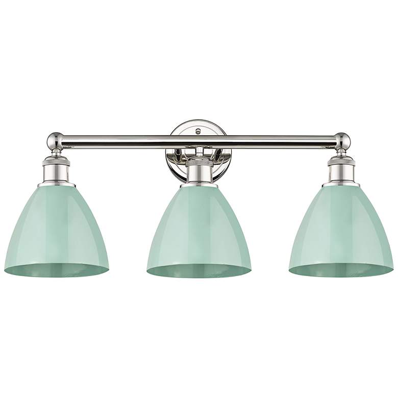 Image 1 Plymouth 25 1/2" Wide Polished Nickel 3-Light Bath Light