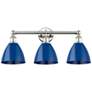 1_Plymouth 25 1/2"W Nickel 3-Light Bath Light with Blue Shade