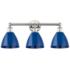 Plymouth 25 1/2"W Nickel 3-Light Bath Light with Blue Shade