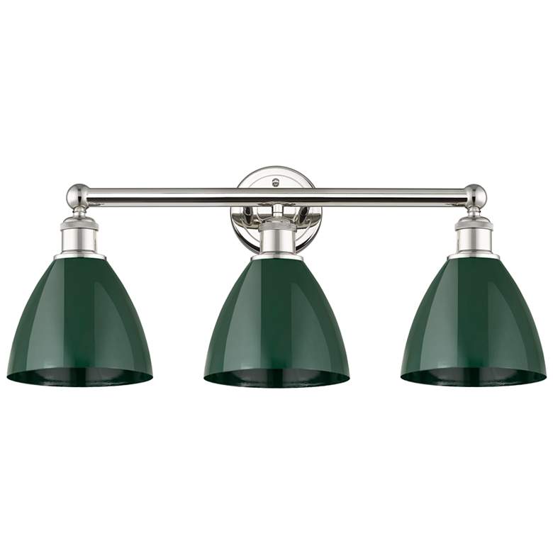 Image 1 Plymouth 25 1/2"W Nickel 3-Light Bath Light with Green Glass
