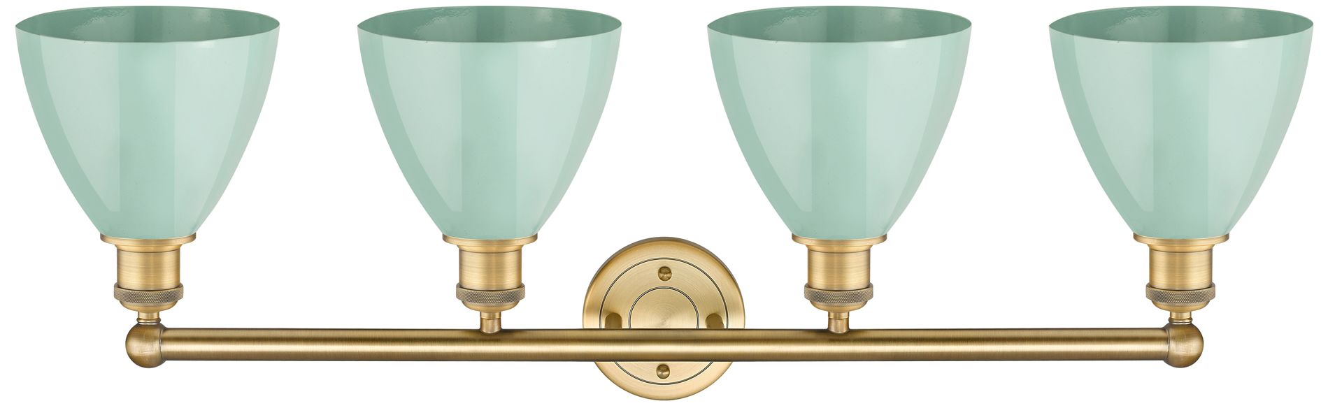 Image 2 Plymouth 34 1/2"W Brass 4-Light Bath Light w/ Seafoam Glass more views