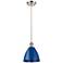 Plymouth 7 1/2"W Brushed Satin Nickel and Blue Mini Pendant