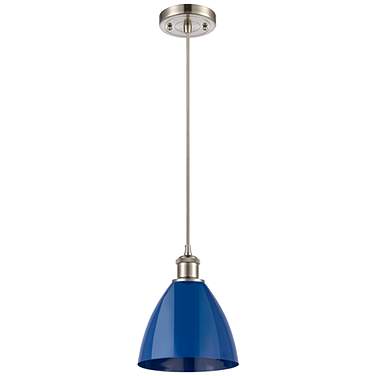 Plymouth 7 1/2"W Brushed Satin Nickel and Blue Mini Pendant
