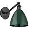 Plymouth 9 1/2" High Matte Black with Green Wall Sconce