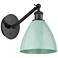 Plymouth 9 1/2"H Matte Black Wall Sconce with Seafoam Shade