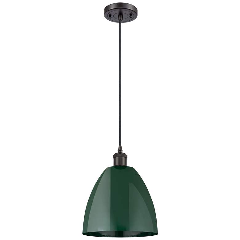 Image 1 Plymouth 9"W Oil-Rubbed Bronze Mini Pendant w/ Green Shade
