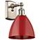 Plymouth Dome 10.75" High Brushed Satin Nickel Sconce w/ Red Shade
