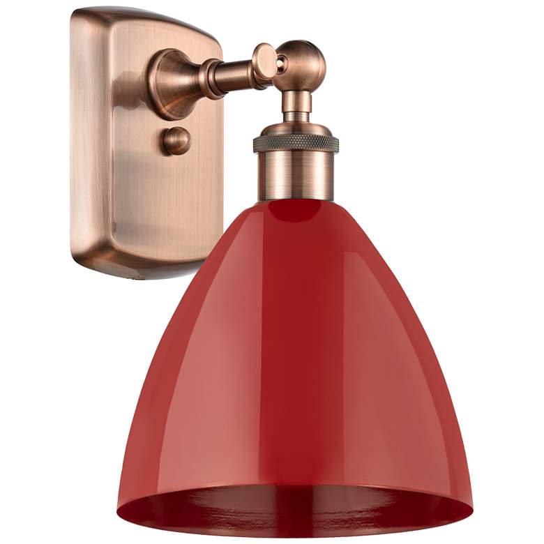 Image 1 Plymouth Dome 10.75 inch High Copper Sconce w/ Red Shade
