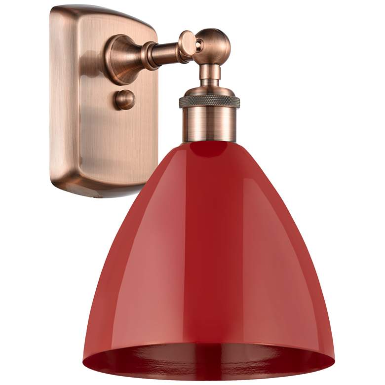 Image 1 Plymouth Dome 10.75" High Copper Sconce w/ Red Shade