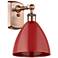 Plymouth Dome 10.75" High Copper Sconce w/ Red Shade