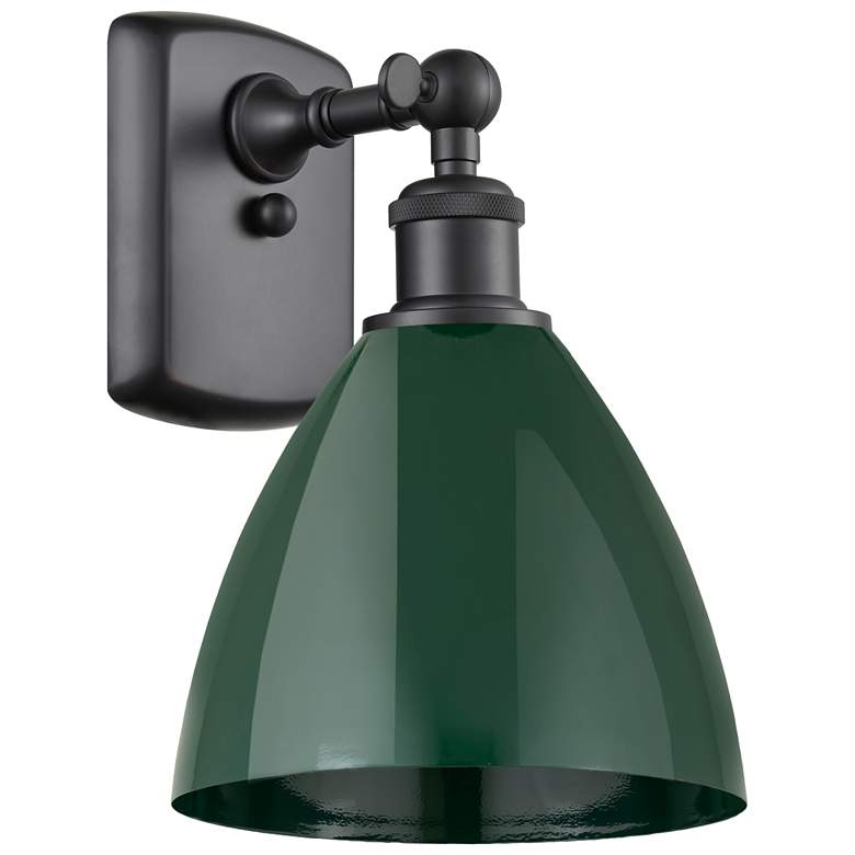 Image 1 Plymouth Dome 10.75" High Matte Black Sconce w/ Green Shade