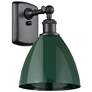 Plymouth Dome 10.75" High Matte Black Sconce w/ Green Shade