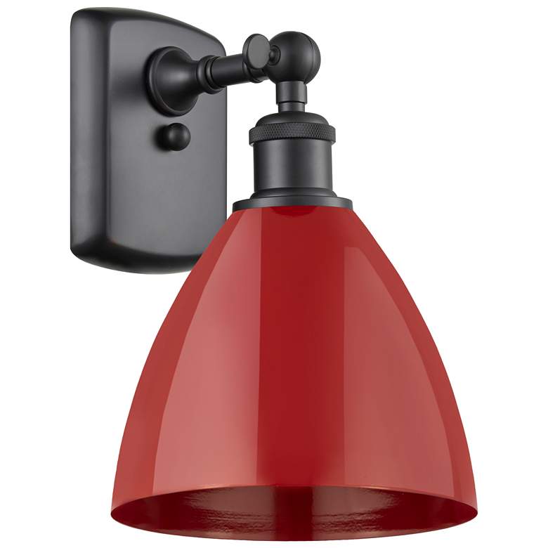 Image 1 Plymouth Dome 10.75" High Matte Black Sconce w/ Red Shade