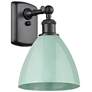 Plymouth Dome 10.75" High Matte Black Sconce w/ Seafoam Shade
