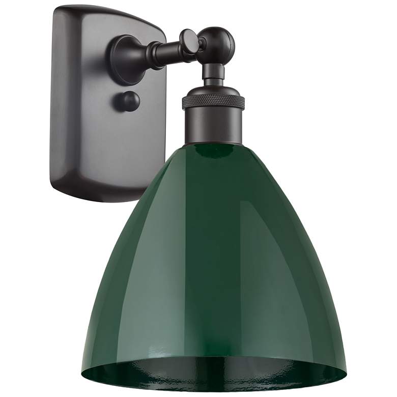 Image 1 Plymouth Dome 10.75 inch High Oil Rubbed Bronze Sconce w/ Green Shade