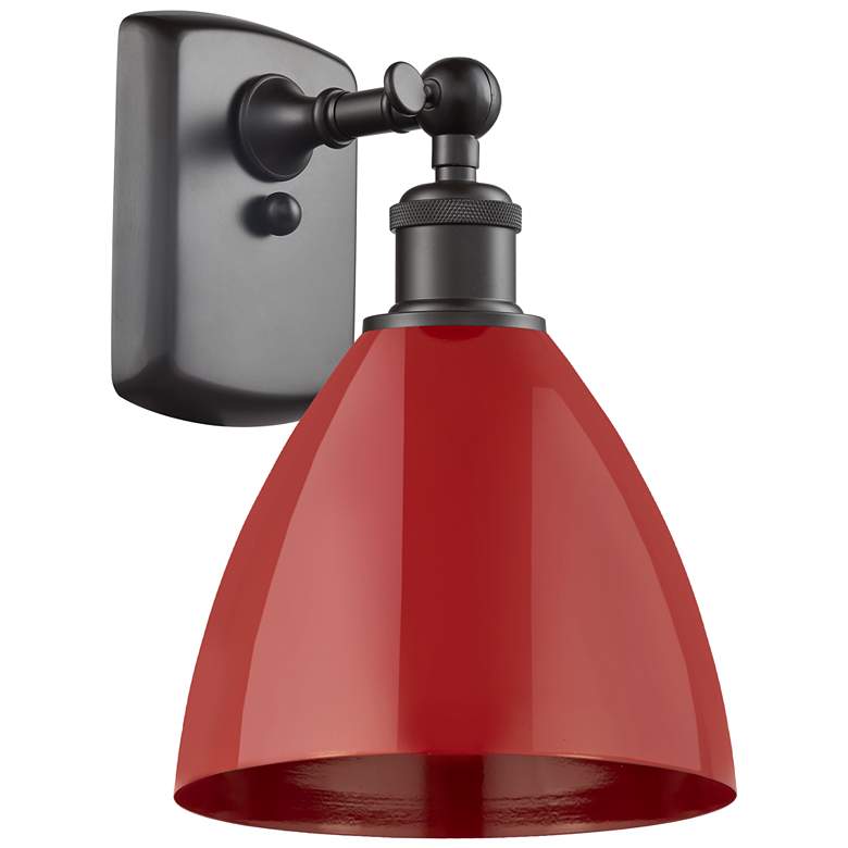 Image 1 Plymouth Dome 10.75 inch High Oil Rubbed Bronze Sconce w/ Red Shade