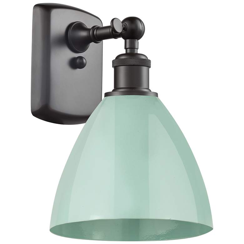 Image 1 Plymouth Dome 10.75" High Oil Rubbed Bronze Sconce w/ Seafoam Shade