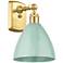 Plymouth Dome 10.75" High Satin Gold Sconce w/ Seafoam Shade
