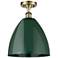 Plymouth Dome 12" Wide Antique Brass Semi Flush Mount w/ Green Shade