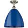 Plymouth Dome 12" Wide Brushed Satin Nickel Semi Flush Mount w/ Blue S