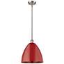 Plymouth Dome 12" Wide Brushed Satin Nickel Stem Hung Pendant w/ Red S
