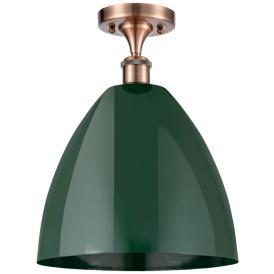 Plymouth Dome 12" Wide Copper Semi Flush Mount w/ Green Shade Plymouth Dome 12" Wide Copper Semi Flush Mount w/ Green Shade