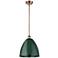 Plymouth Dome 12" Wide Copper Stem Hung Pendant w/ Green Shade