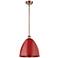 Plymouth Dome 12" Wide Copper Stem Hung Pendant w/ Red Shade